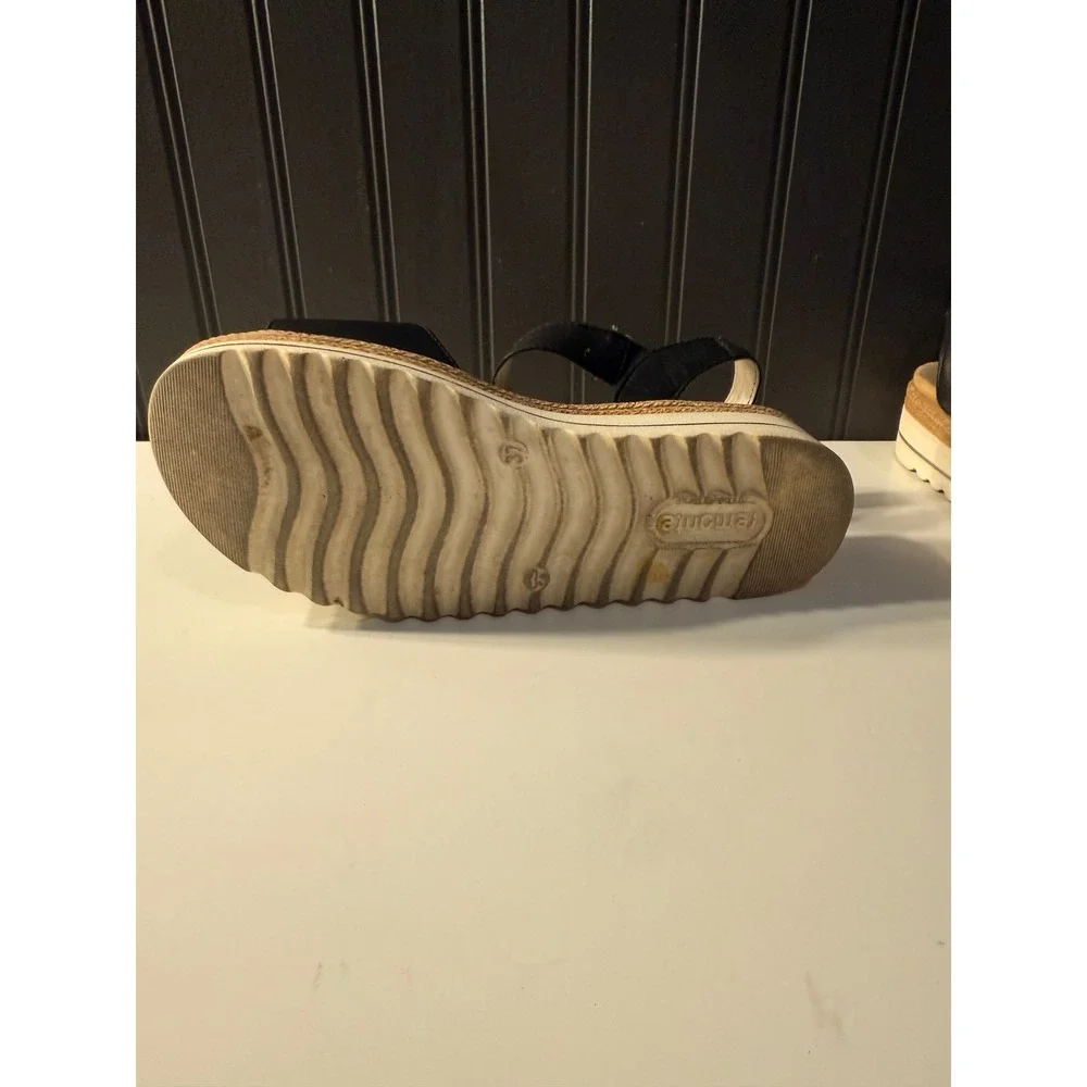Remonte leather shoes sandles black leather with white platform sides